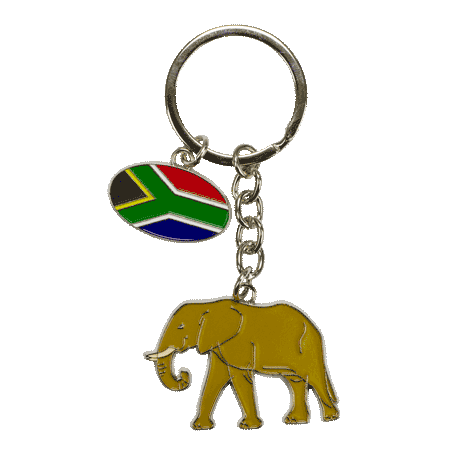 1 Charm Elephant with SA Flag - Brown